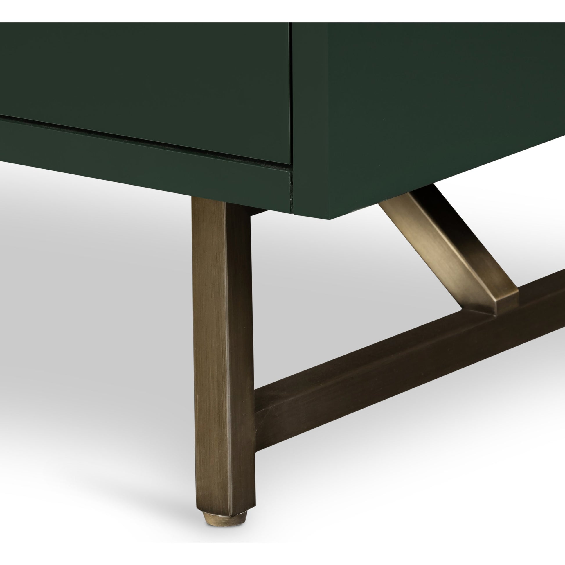 Van 5 Drawer Dresser by Four Hands in juniper green. Made from stainless steel, engineered hardwood in a modern style.