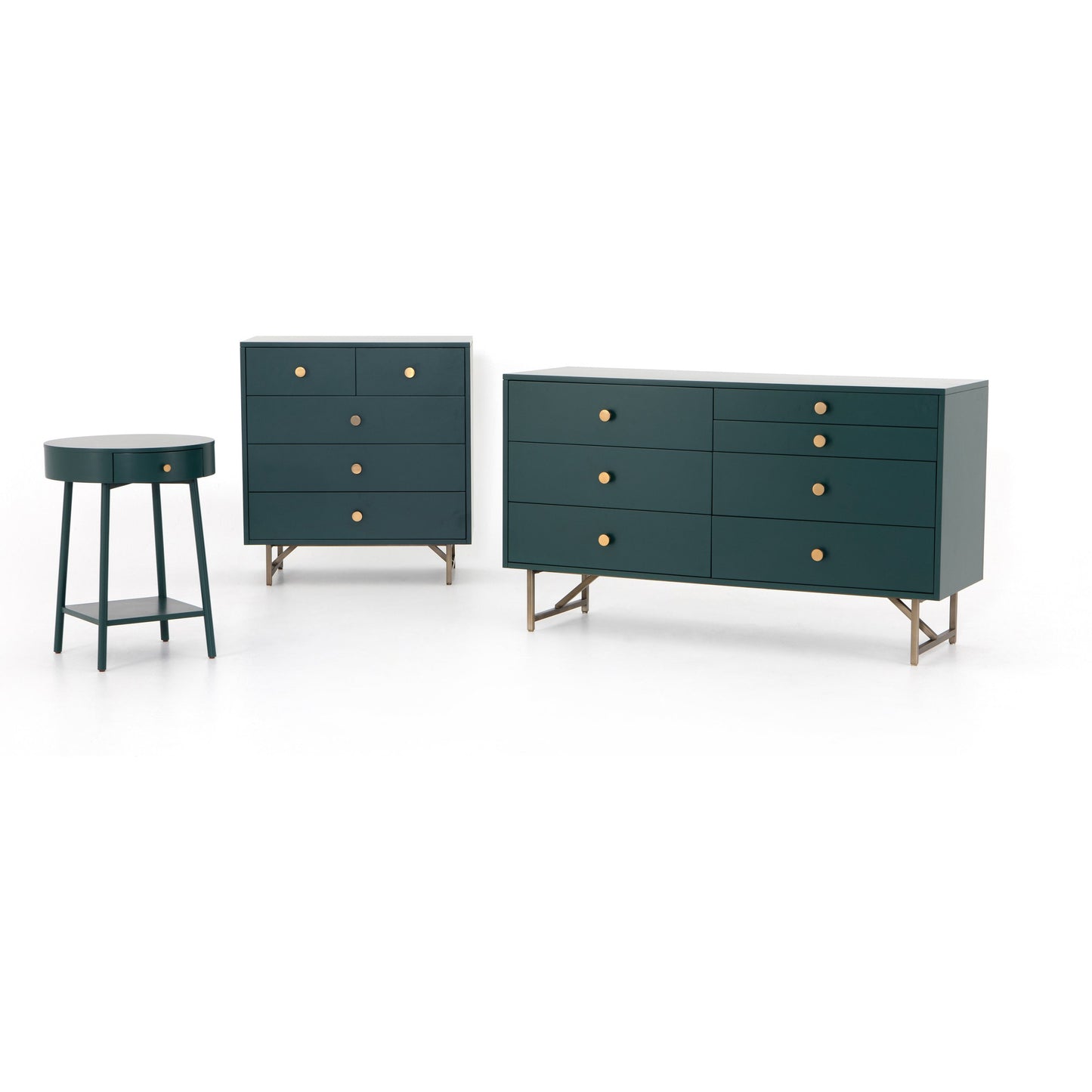 027 SI-1717109 | Additional Silo | Van 5 Drawer Dresser by Four Hands in juniper green. Made from stainless steel, engineered hardwood in a modern style.