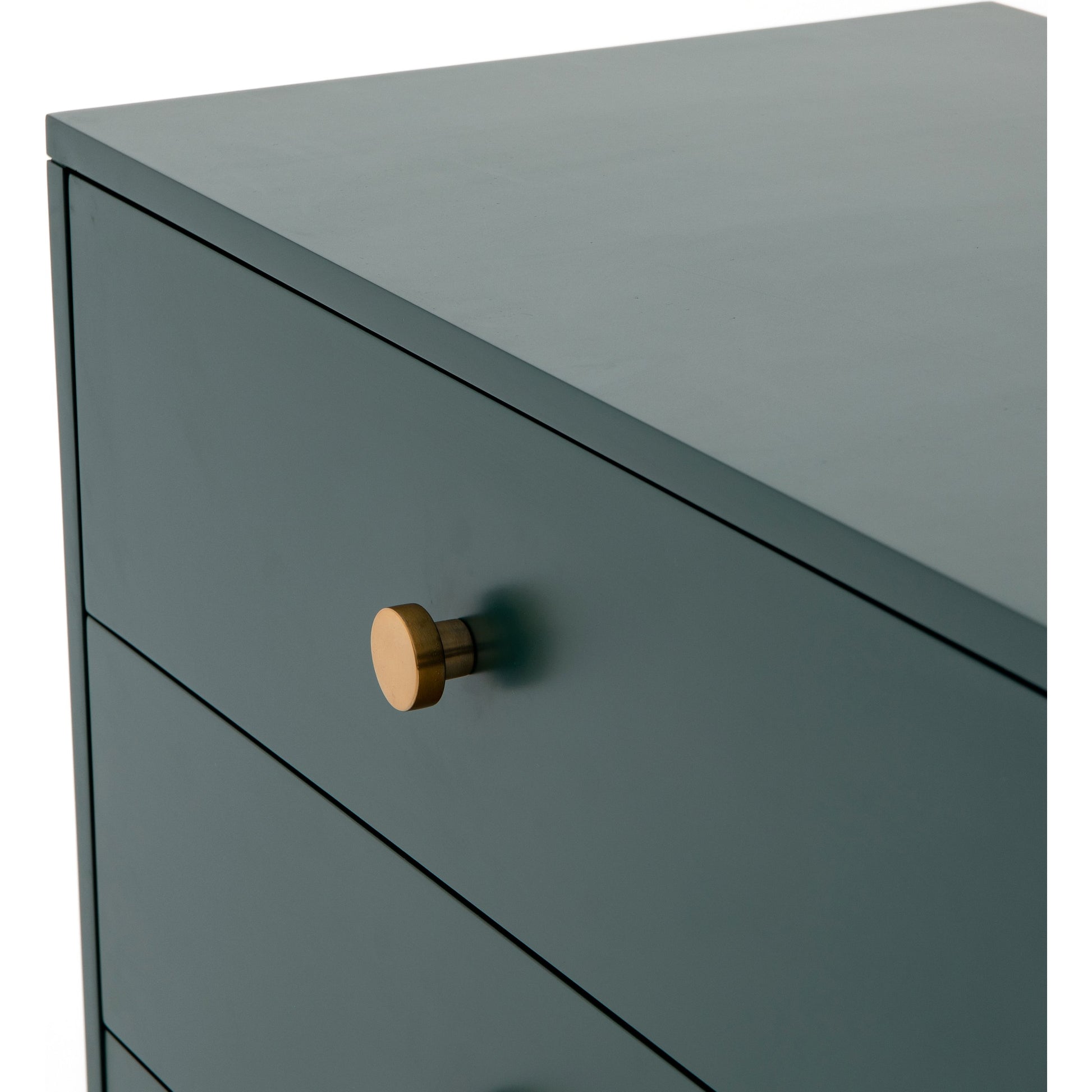 Van 7 Drawer Dresser by Four Hands in aged brass, matte alabaster, golden brass. Made from engineered hardwood, stainless steel, iron in a modern style.