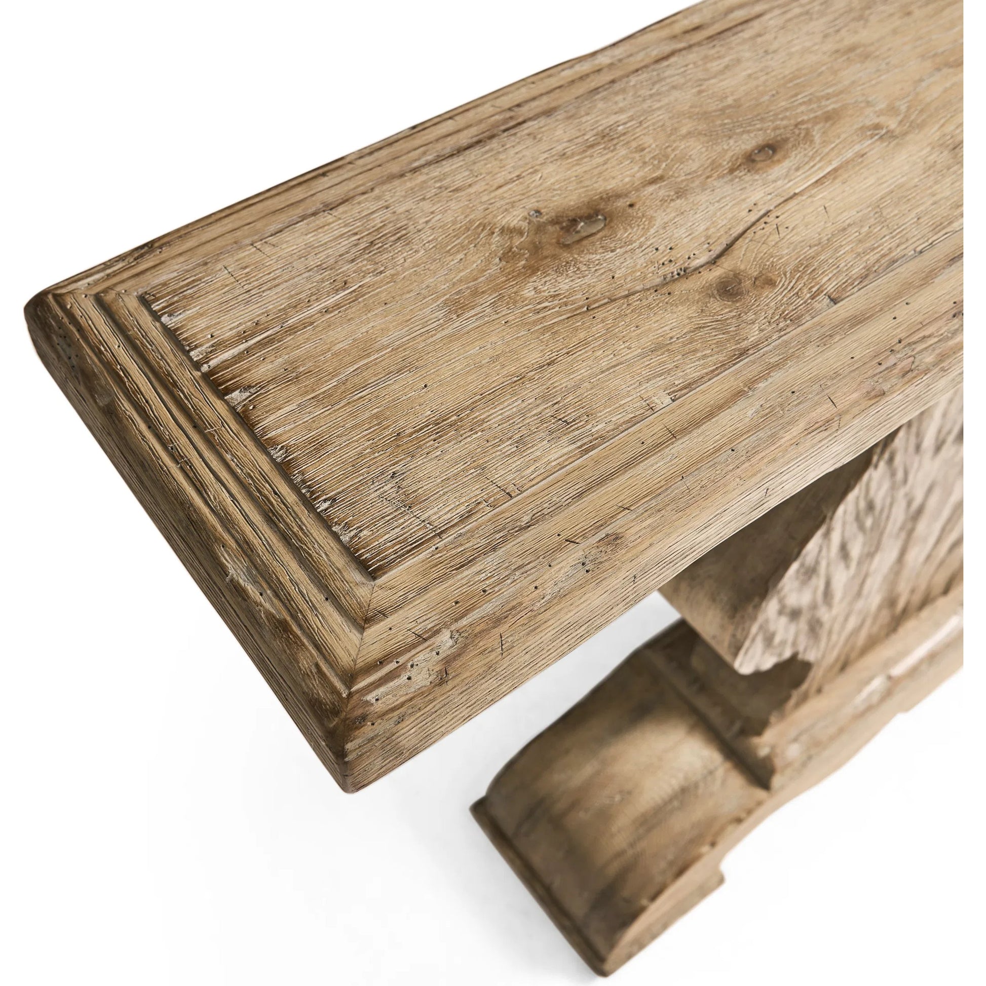 Sagehill Pedestal Console Table by Jonathan Charles in timberon grey oak. Made from main oak veneer in a unique style.