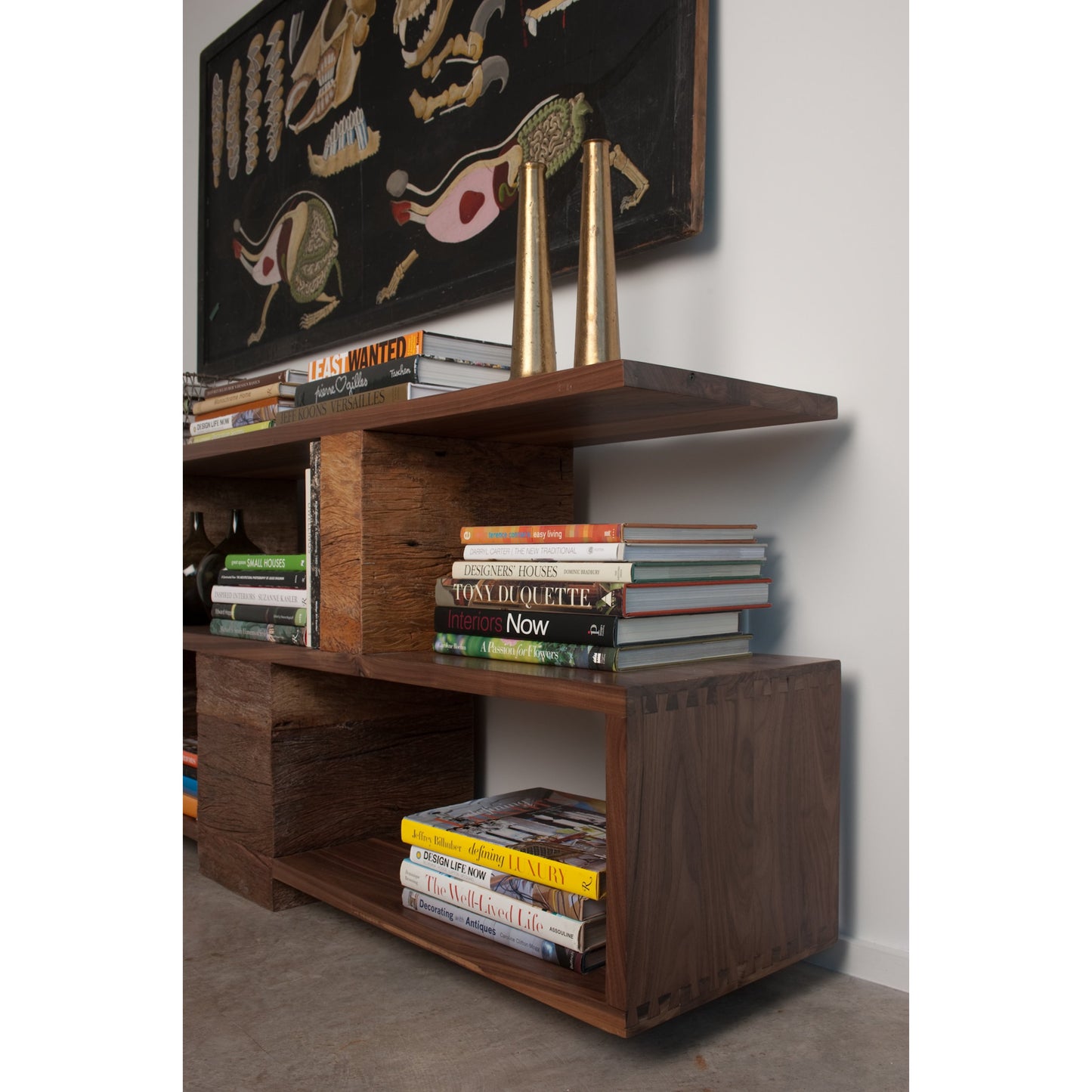 001 SR-369013 | Lifestyle | Ginger Console Table by Four Hands in natural peroba and natural walnut, natural peroba. Made from solid walnut in a modern style.