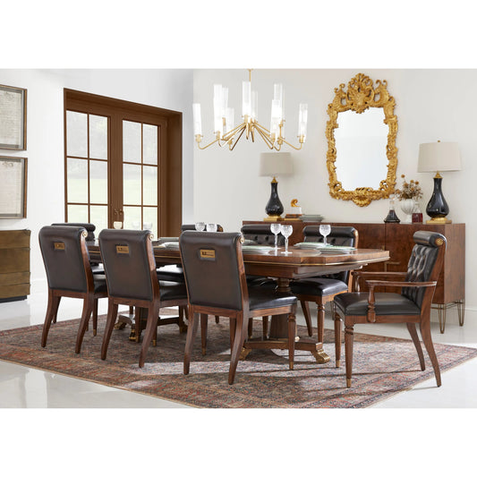 Viceroy Rectangular Dining Table by Jonathan Charles in viceroy brown santos. Made from local mahogany, brass, santos rosewood crown veneer in a unique style.