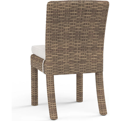 Havana Outdoor Armless Dining Chair by Sunset West in tobacco. Made from resin wicker in a modern style.