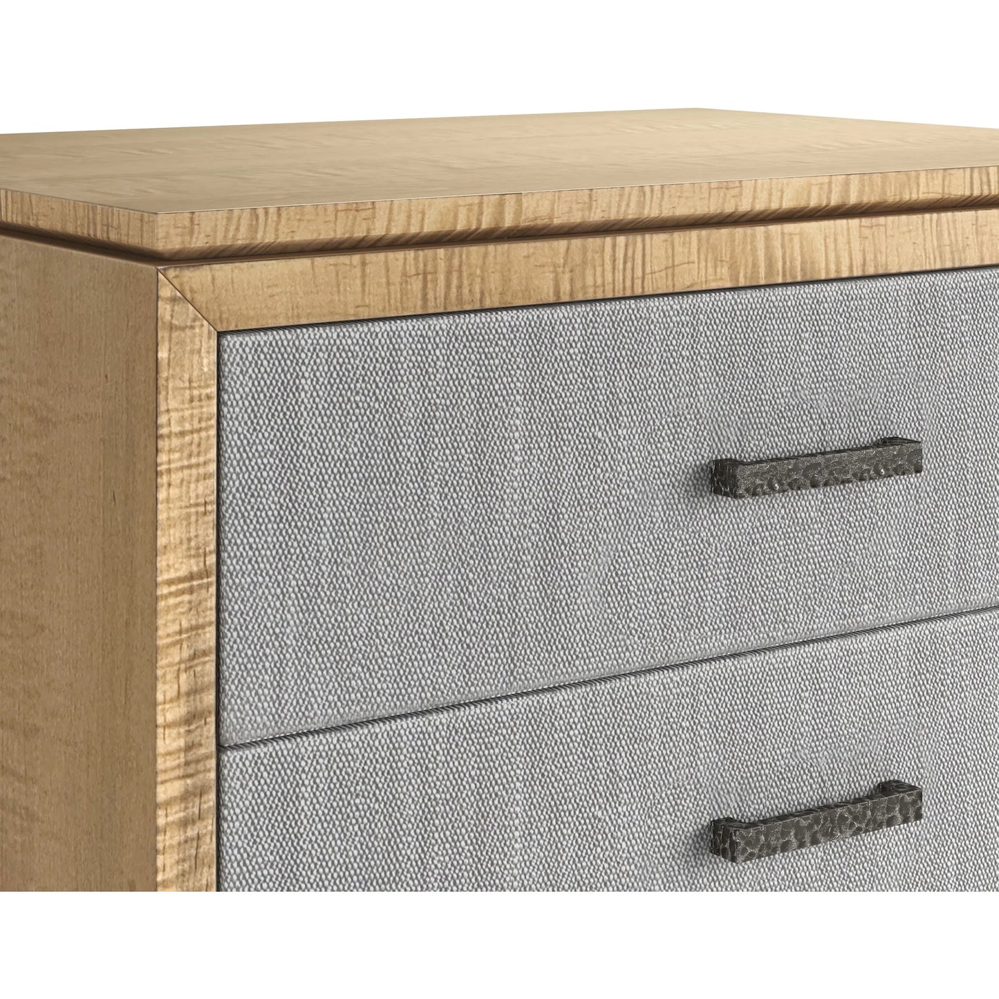 002 SI-2447948 | Closeup | Loft Fabric Nightstand by A.R.T. Furniture in brown and natural maple. Made from poplar, rubberwood, fabric in a modern style.