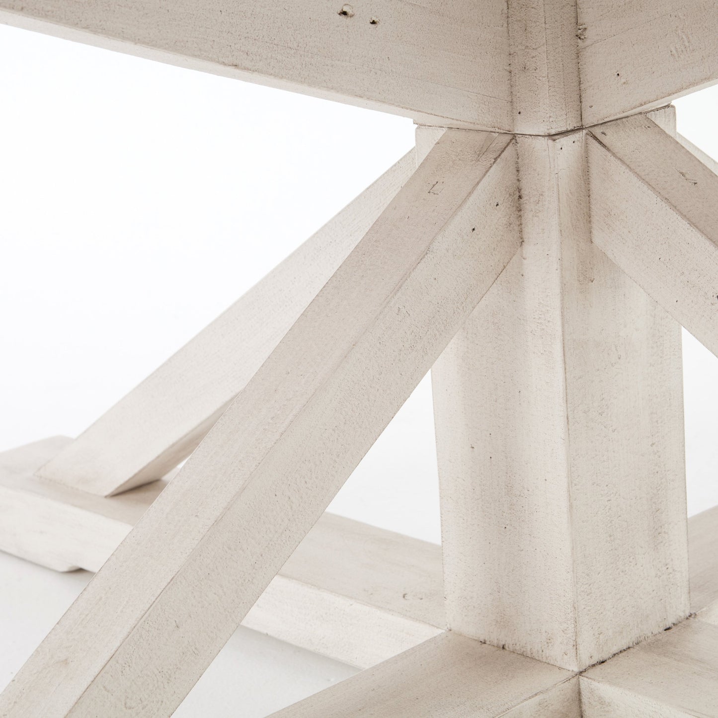 030 SR-711851 | Closeup | Cintra Extension Dining Table by Four Hands in limestone white, driftwood natural. Made from solid mixed reclaimed wood in a cottage & farmhouse style.