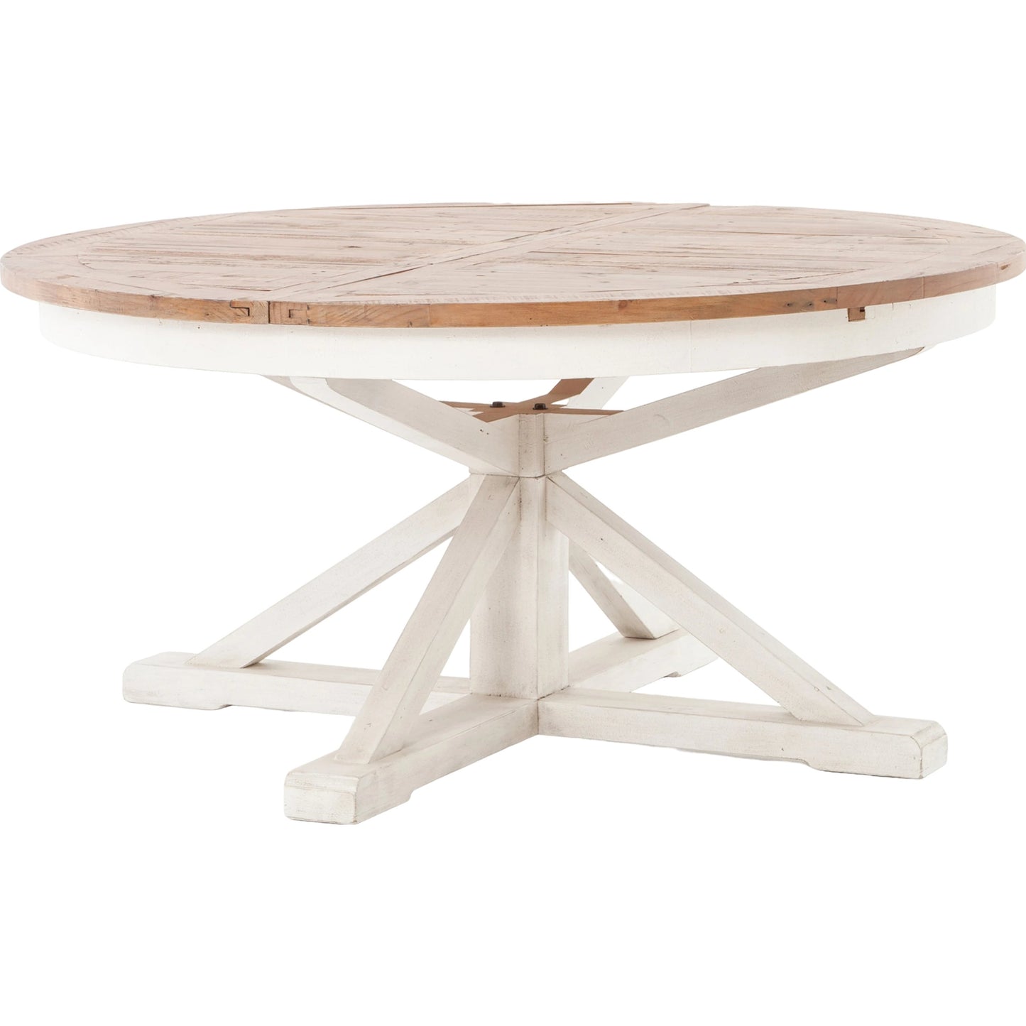 001 SR-711851 | Primary Silo | Cintra Extension Dining Table by Four Hands in limestone white, driftwood natural. Made from solid mixed reclaimed wood in a cottage & farmhouse style.