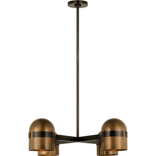 Octavia Medium Chandelier by Visual Comfort & Co. in blackened bronze, bright worn brass. Made from brass in a unique style.
