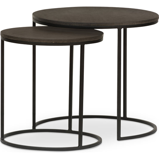 Lavastone Nesting Tables by Four Hands in black, black lavastone. Made from lavastone composite, iron in a modern style.
