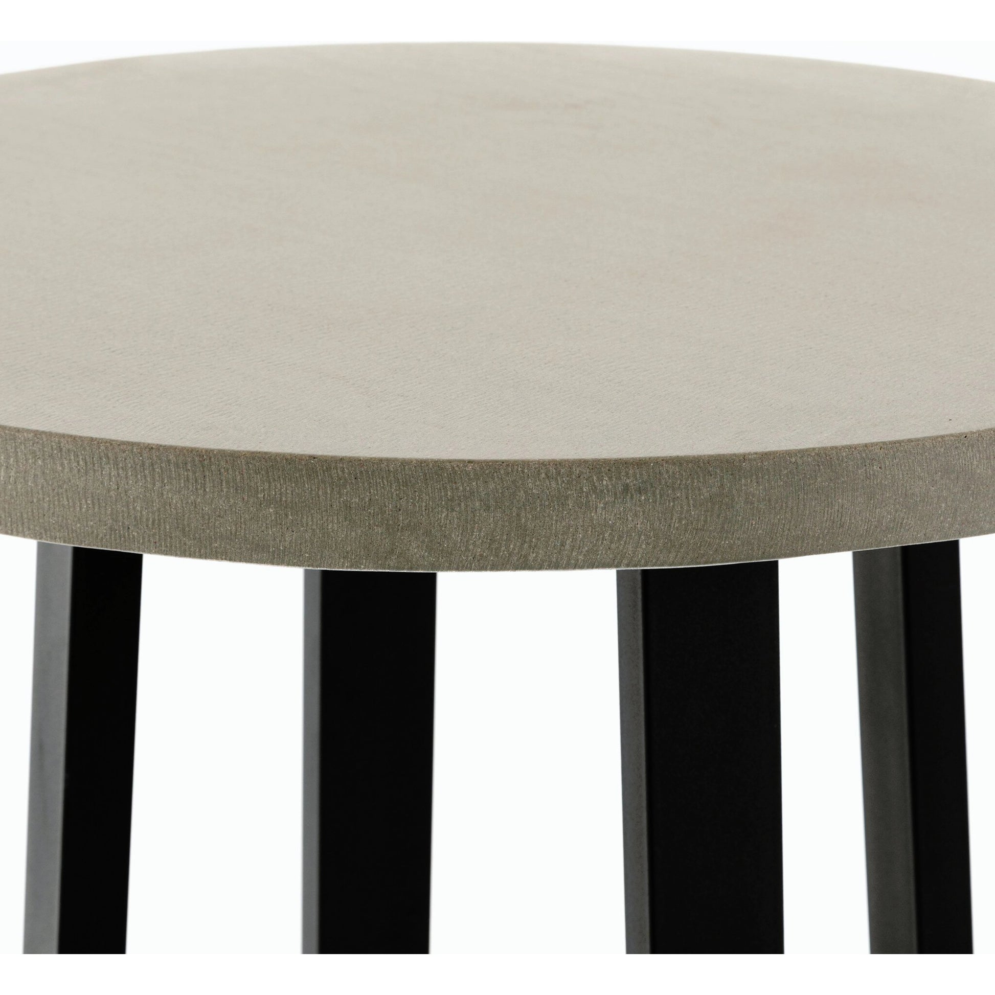 Cyrus Outdoor Bar Table by Four Hands in black and grey. Made from lavastone composite, iron in a modern style.