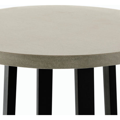 Cyrus Outdoor Bar Table by Four Hands in black and grey. Made from lavastone composite, iron in a modern style.