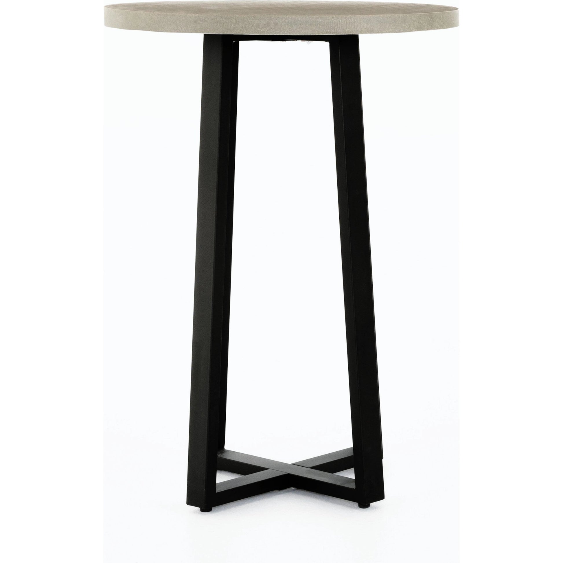 Cyrus Outdoor Bar Table by Four Hands in black and grey. Made from lavastone composite, iron in a modern style.