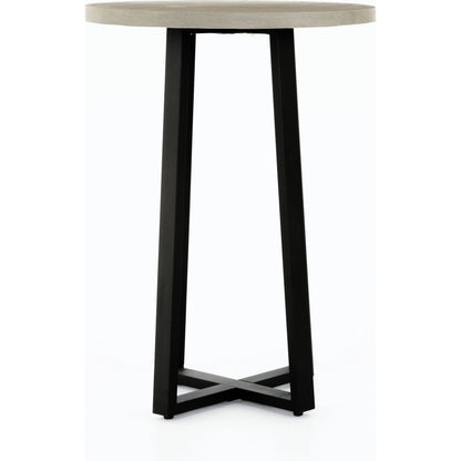 Cyrus Outdoor Bar Table by Four Hands in black and grey. Made from lavastone composite, iron in a modern style.