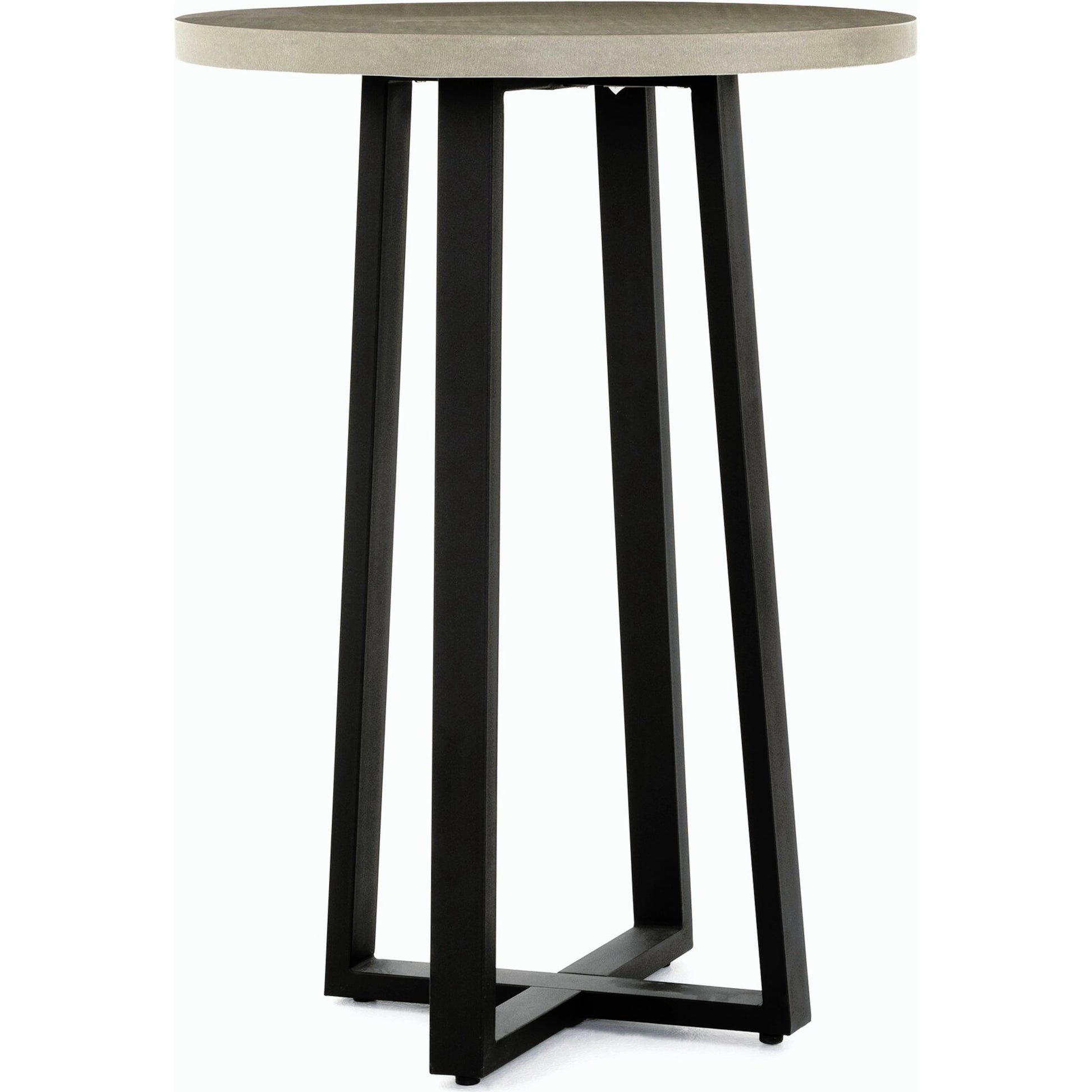 Cyrus Outdoor Bar Table by Four Hands in black and grey. Made from lavastone composite, iron in a modern style.