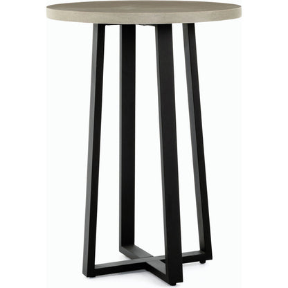 Cyrus Outdoor Bar Table by Four Hands in black and grey. Made from lavastone composite, iron in a modern style.