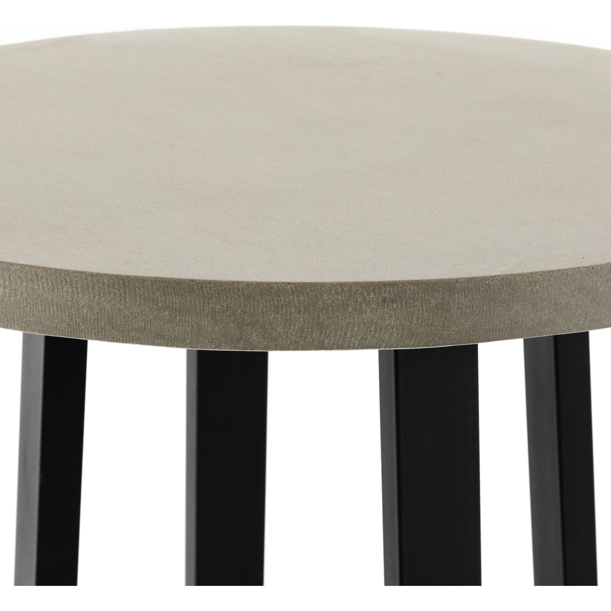 Cyrus Outdoor Bar Table by Four Hands in black and grey. Made from lavastone composite, iron in a modern style.