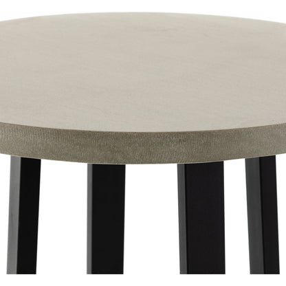 Cyrus Outdoor Bar Table by Four Hands in black and grey. Made from lavastone composite, iron in a modern style.