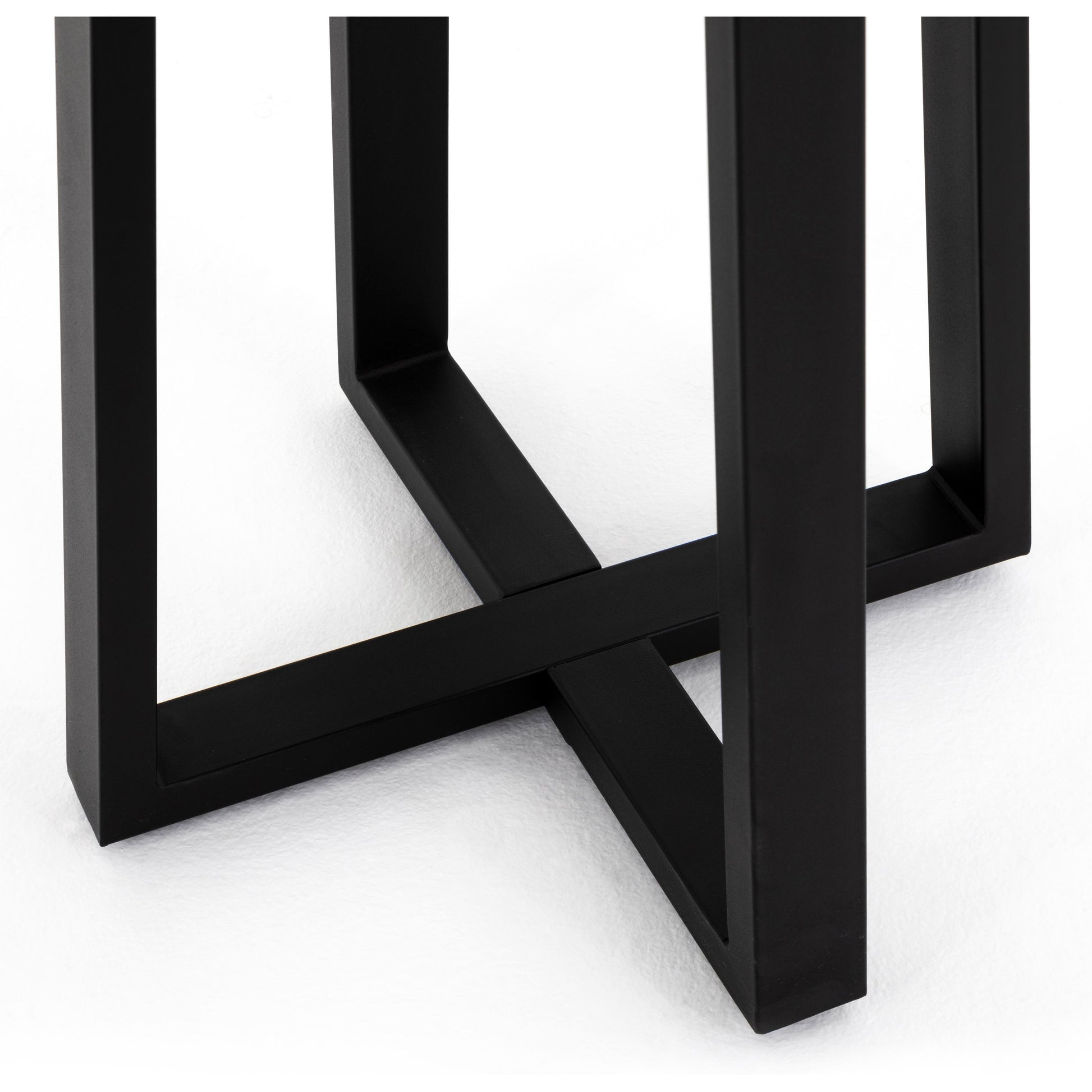 Cyrus Outdoor Bar Table by Four Hands in black and grey. Made from lavastone composite, iron in a modern style.