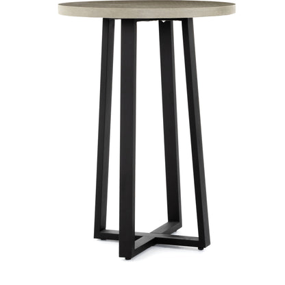 Cyrus Outdoor Bar Table by Four Hands in black and grey. Made from lavastone composite, iron in a modern style.