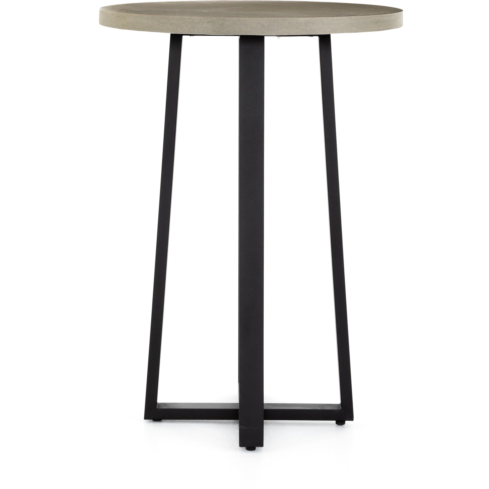 Cyrus Outdoor Bar Table by Four Hands in black and grey. Made from lavastone composite, iron in a modern style.