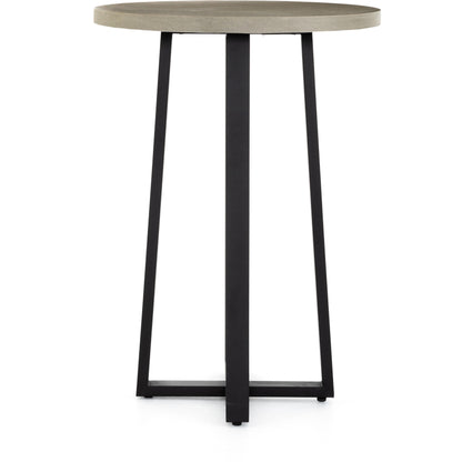 Cyrus Outdoor Bar Table by Four Hands in black and grey. Made from lavastone composite, iron in a modern style.