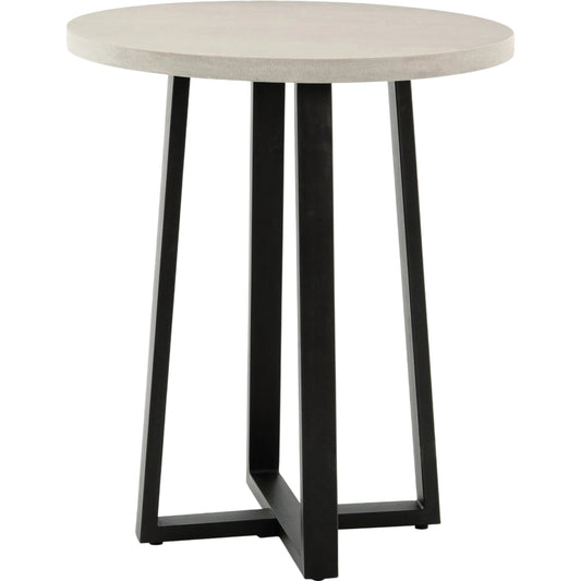 Cyrus Outdoor Counter Table by Four Hands in black, light grey and black, light gray. Made from lavastone composite, iron in a modern style.