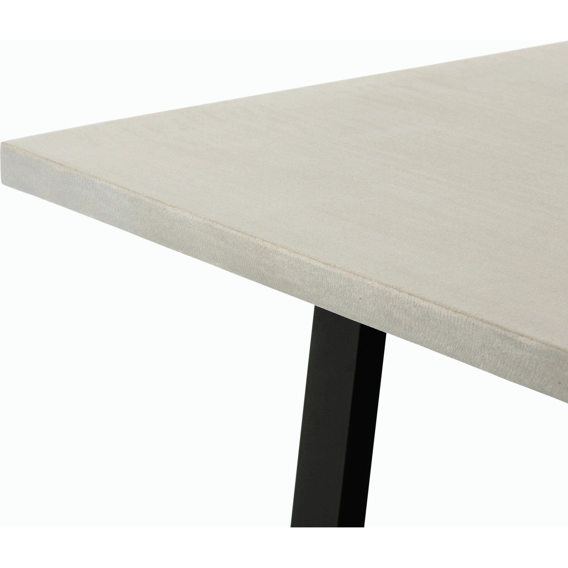 Cyrus Outdoor Dining Table by Four Hands in black, light gray. Made from lavastone composite, iron in a modern style.