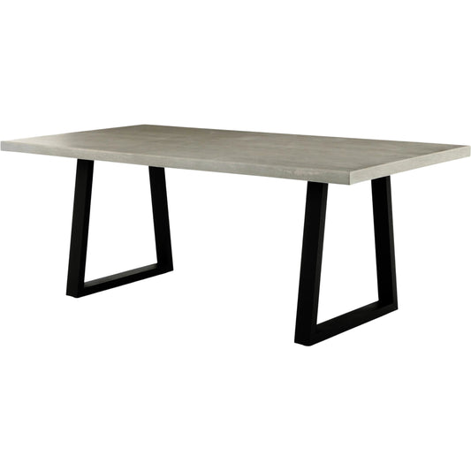 Cyrus Outdoor Dining Table by Four Hands in black, light gray. Made from lavastone composite, iron in a modern style.