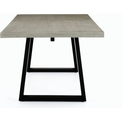 Cyrus Outdoor Dining Table by Four Hands in black, light gray. Made from lavastone composite, iron in a modern style.
