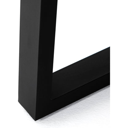 Cyrus Outdoor Dining Table by Four Hands in black, light gray. Made from lavastone composite, iron in a modern style.