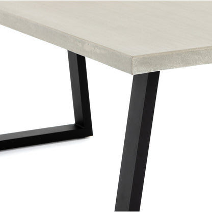 Cyrus Outdoor Dining Table by Four Hands in black, light gray. Made from lavastone composite, iron in a modern style.