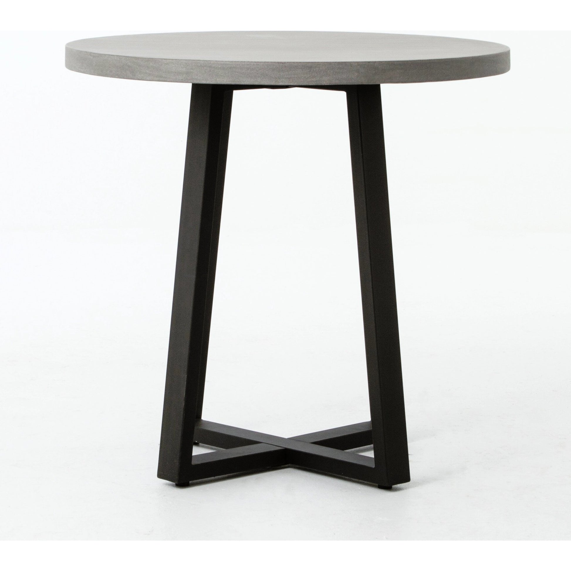 Cyrus Round Table by Four Hands in gray and black, light gray. Made from lavastone composite, iron in a modern style.