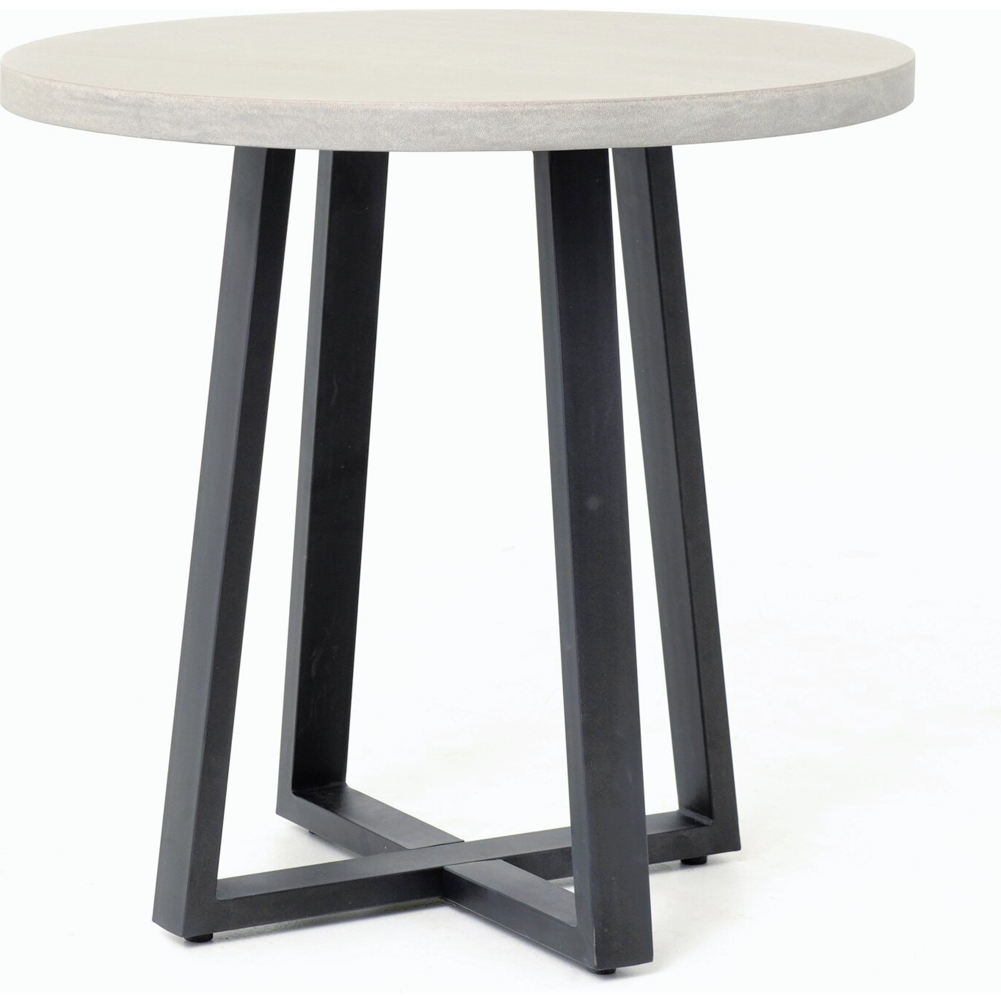 Cyrus Round Table by Four Hands in gray and black, light gray. Made from lavastone composite, iron in a modern style.