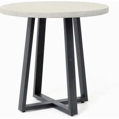 Cyrus Round Table by Four Hands in gray and black, light gray. Made from lavastone composite, iron in a modern style.