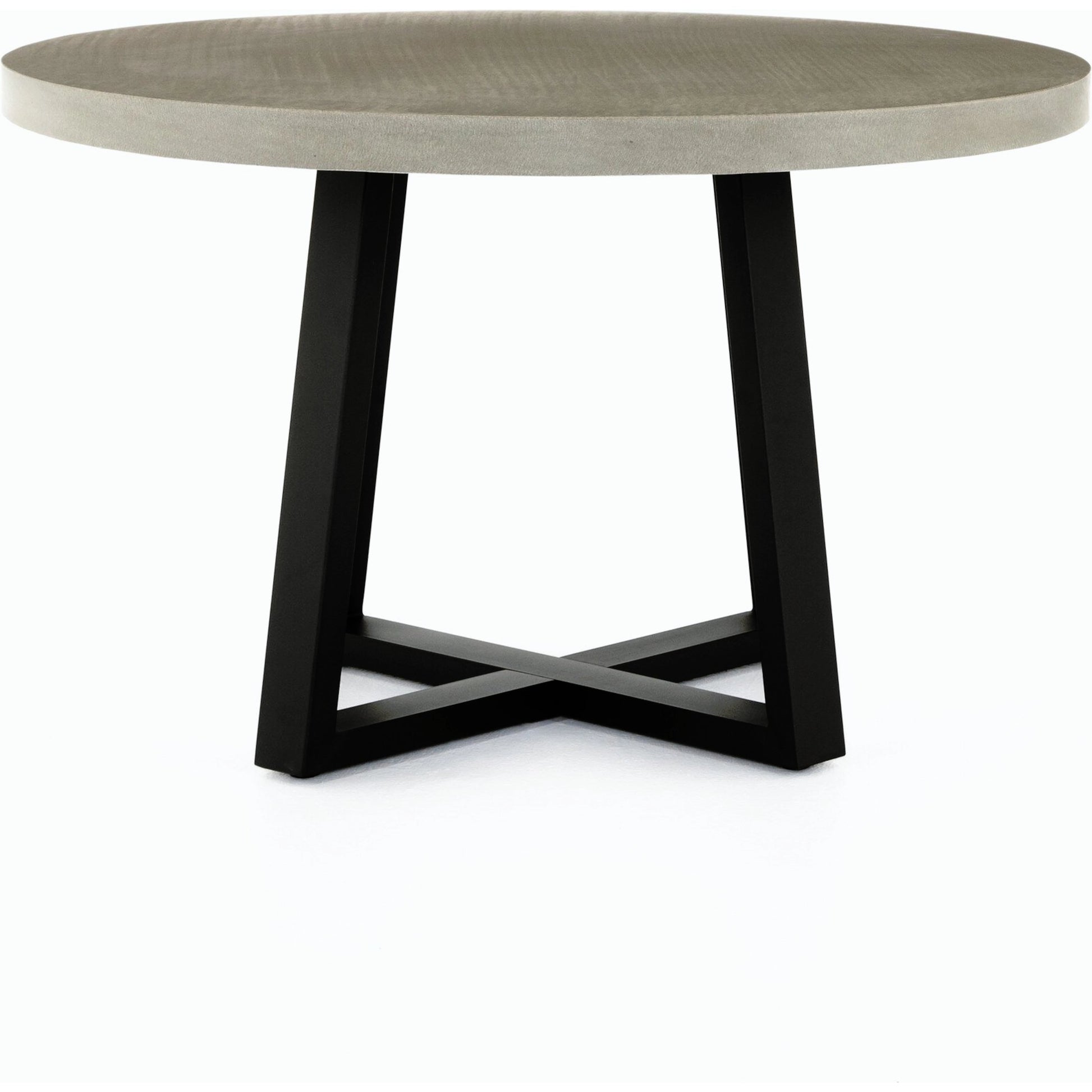 Cyrus Outdoor Round Dining Table by Four Hands. Made from lavastone composite, iron in a modern style.