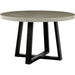 Cyrus Outdoor Round Dining Table by Four Hands. Made from lavastone composite, iron in a modern style.