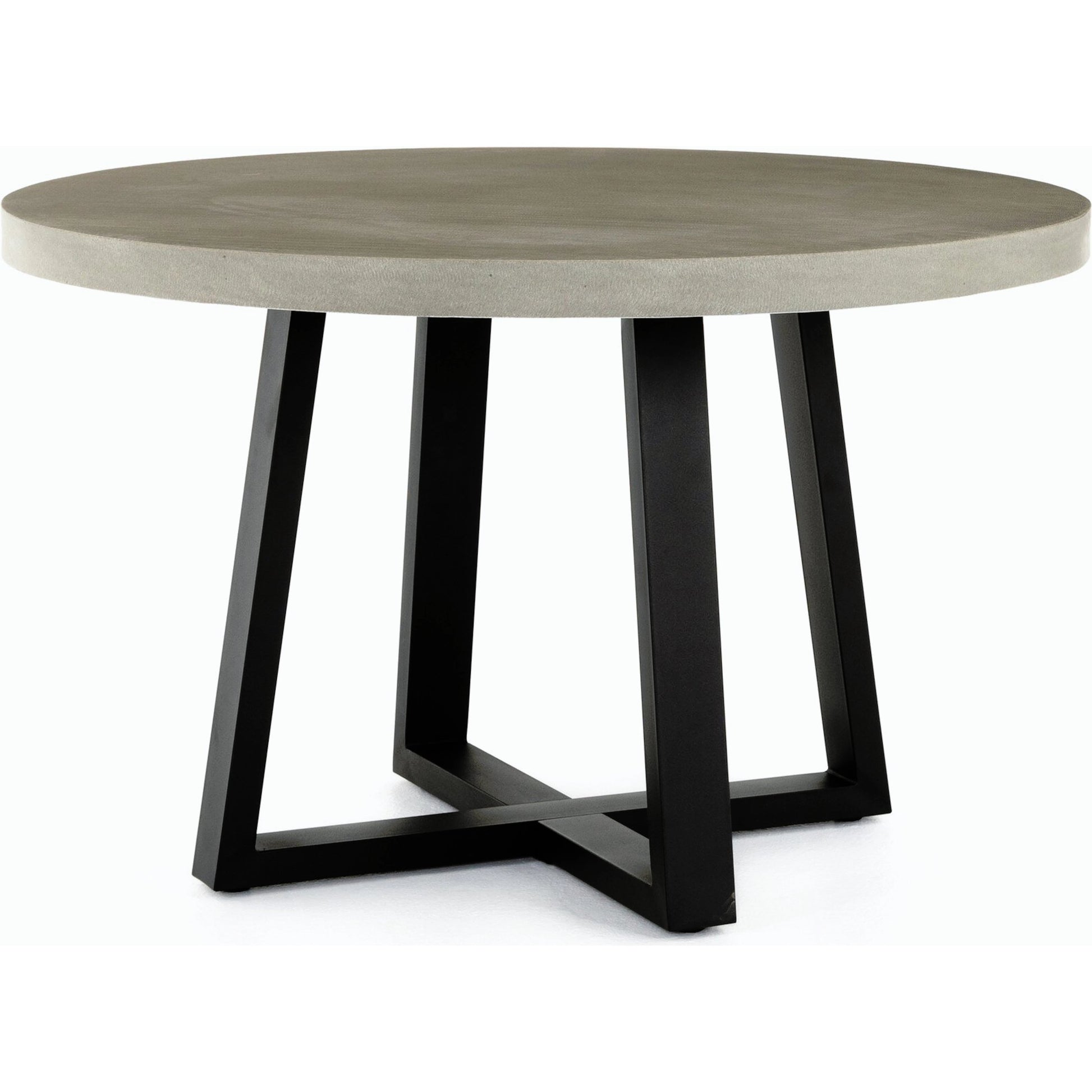 Cyrus Outdoor Round Dining Table by Four Hands. Made from lavastone composite, iron in a modern style.