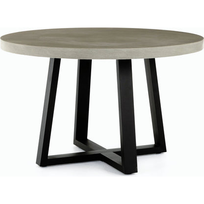 Cyrus Outdoor Round Dining Table by Four Hands. Made from lavastone composite, iron in a modern style.
