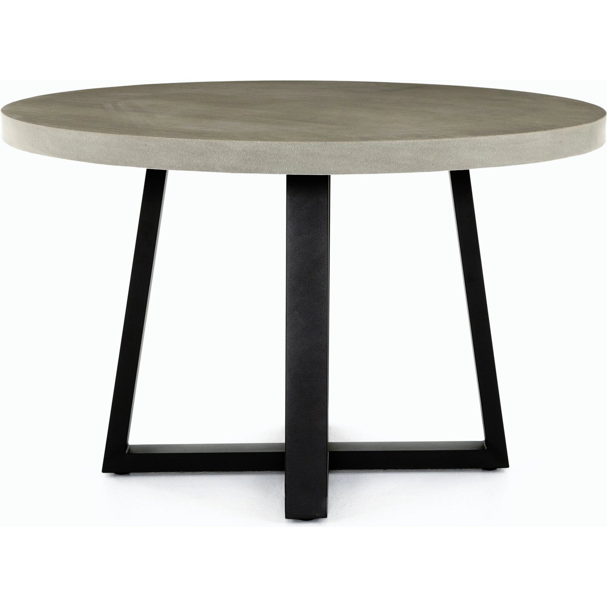 Cyrus Outdoor Round Dining Table by Four Hands. Made from lavastone composite, iron in a modern style.