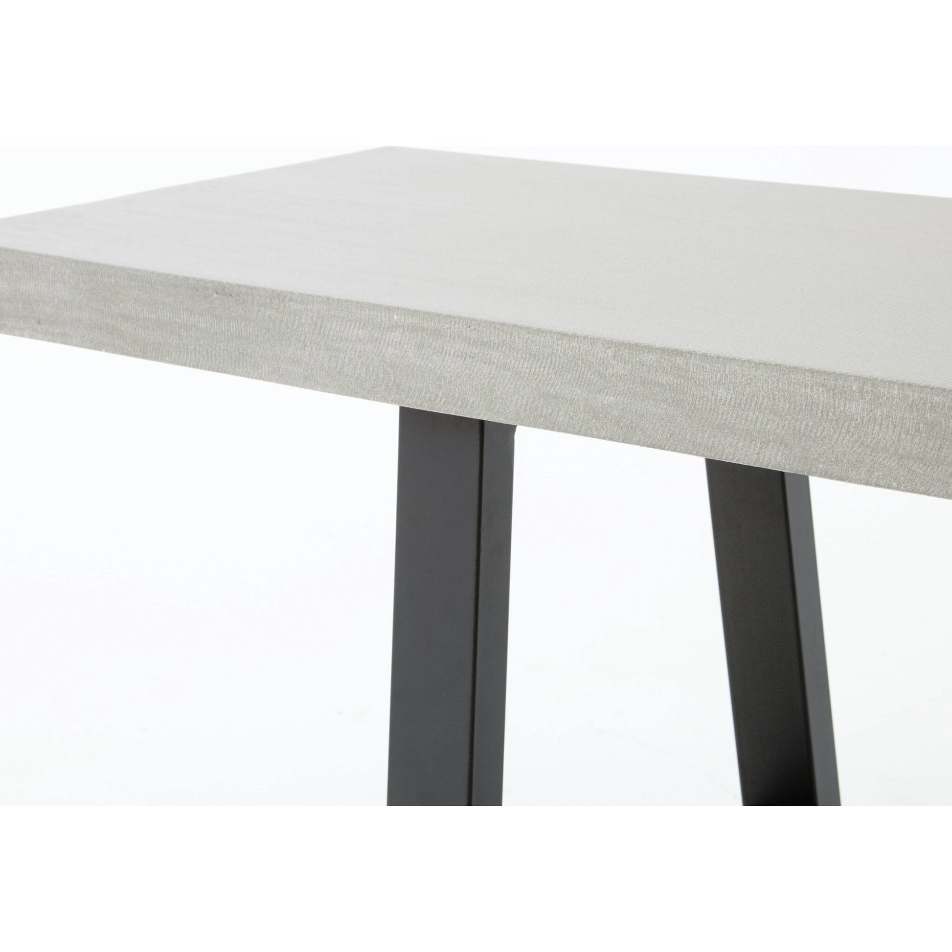 Cyrus Dining Bench by Four Hands in black and grey. Made from lavastone composite, iron in a modern style.
