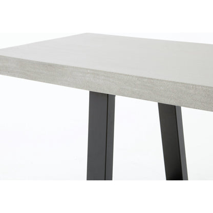 Cyrus Dining Bench by Four Hands in black and grey. Made from lavastone composite, iron in a modern style.