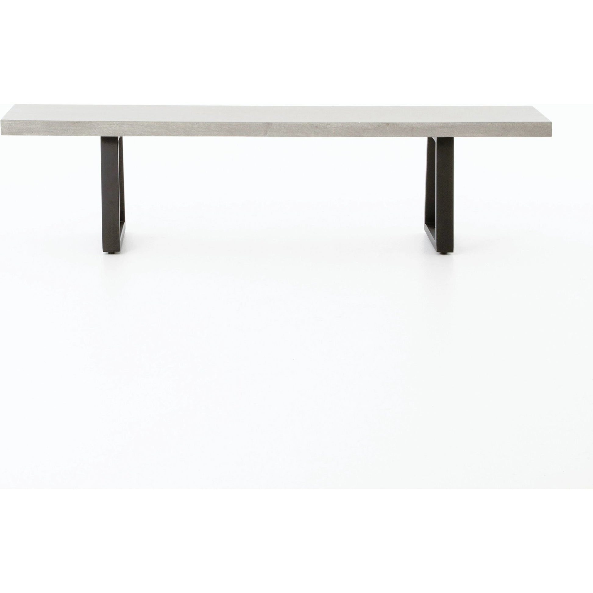 Cyrus Dining Bench by Four Hands in black and grey. Made from lavastone composite, iron in a modern style.