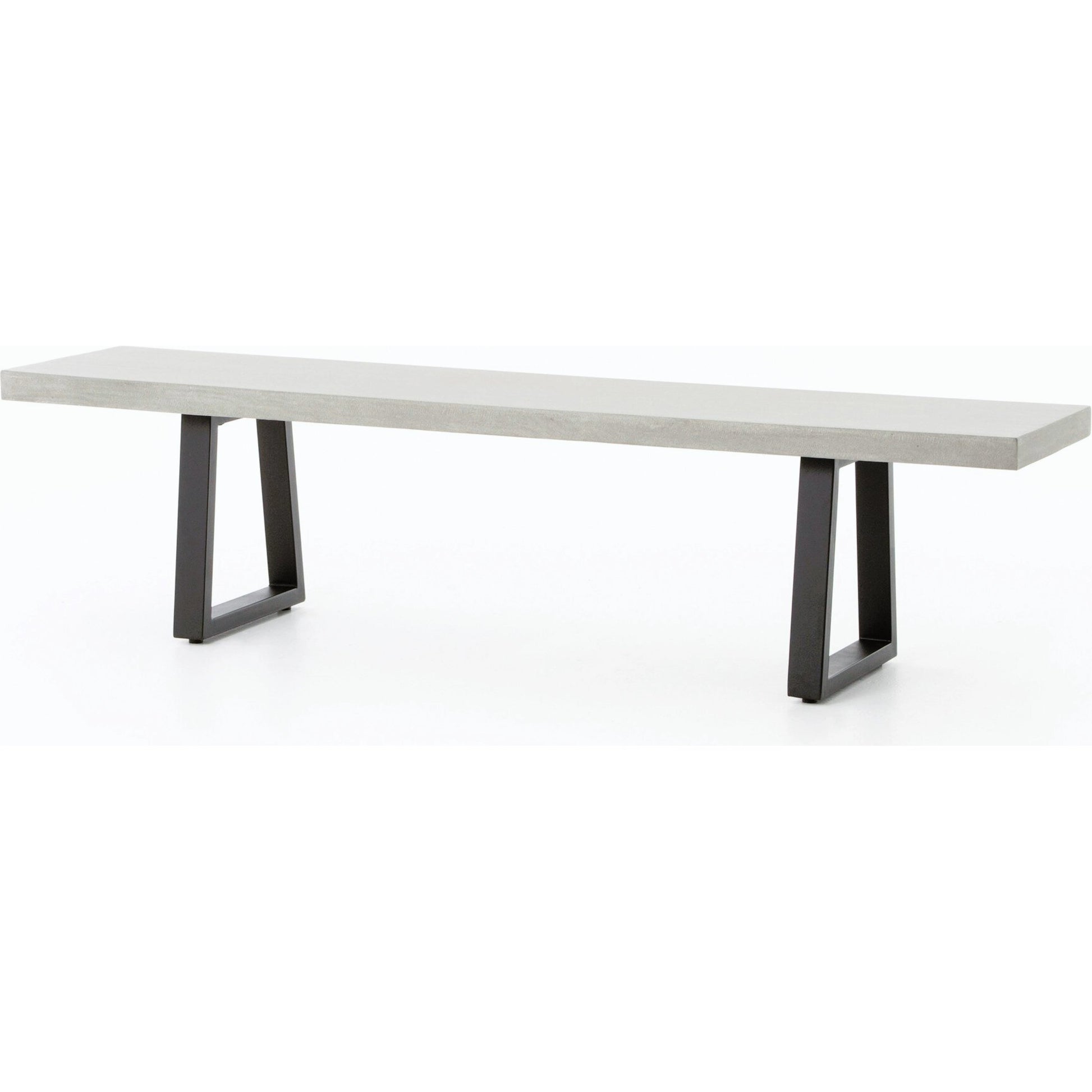 Cyrus Dining Bench by Four Hands in black and grey. Made from lavastone composite, iron in a modern style.