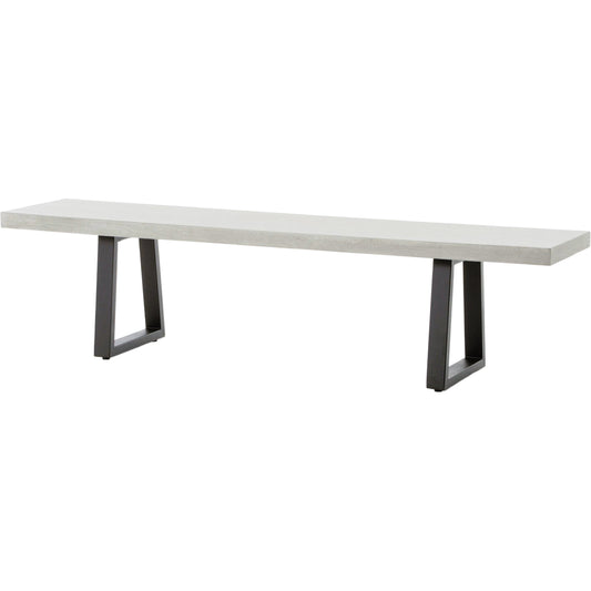 Cyrus Dining Bench by Four Hands in black and grey. Made from lavastone composite, iron in a modern style.
