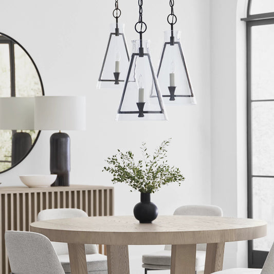 Keystone Medium Pendant by Visual Comfort & Co. in aged iron. Made from steel in a unique style.
