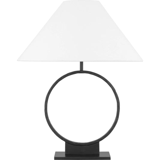 Orion Medium Table Lamp by Visual Comfort & Co. in aged iron. Made from steel in a unique style.