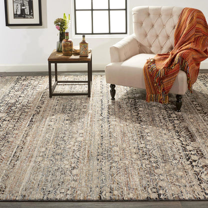 Caprio Transitional Damask Rug - 3961F by Feizy in gray, ivory, tan. Made from polyester, viscose in a unique style.