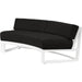 Newport Outdoor Curved Sofa by Sunset West in whites/creams/beiges. Made from aluminum in a modern style.