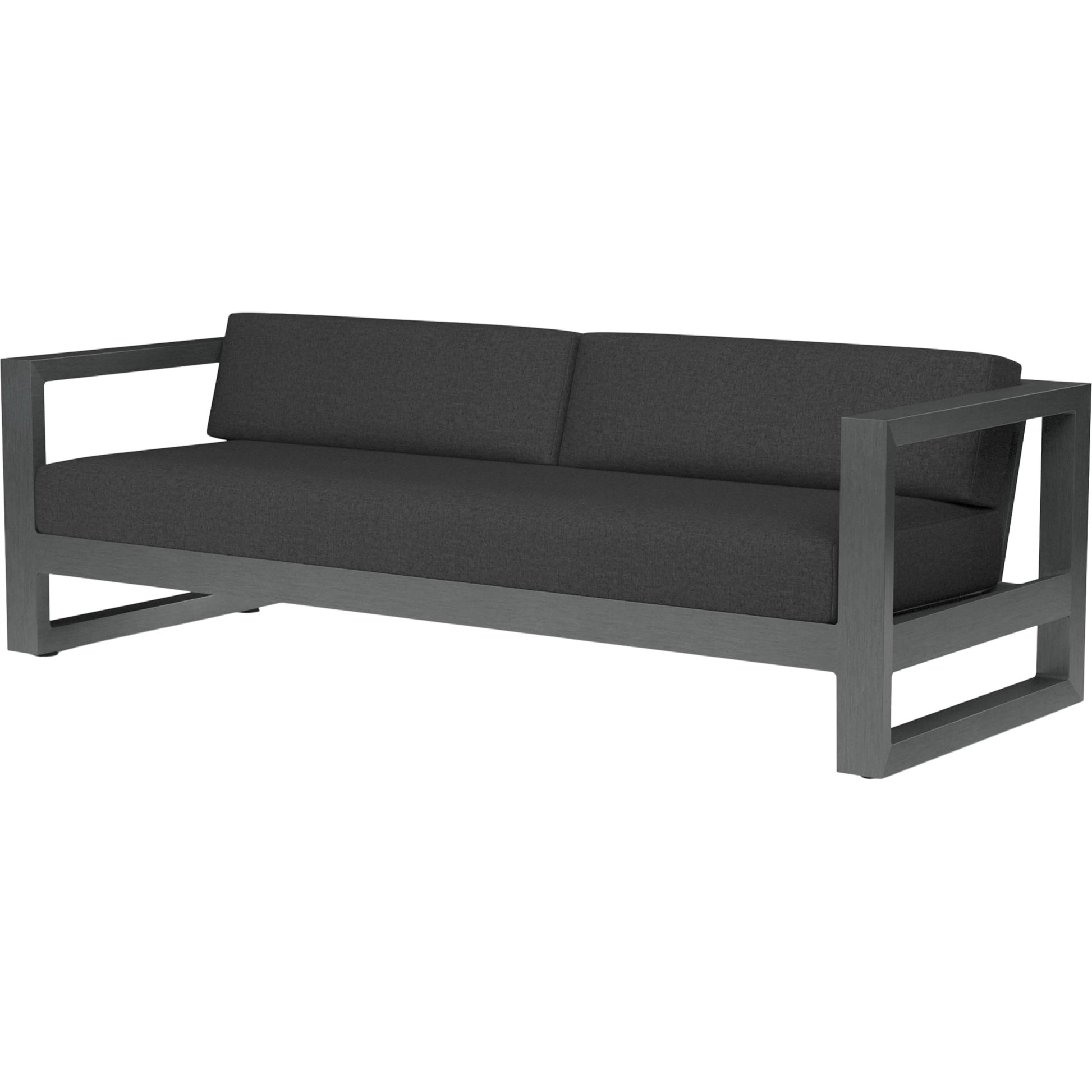 Redondo Outdoor Sofa by Sunset West in grays. Made from aluminum in a modern style.