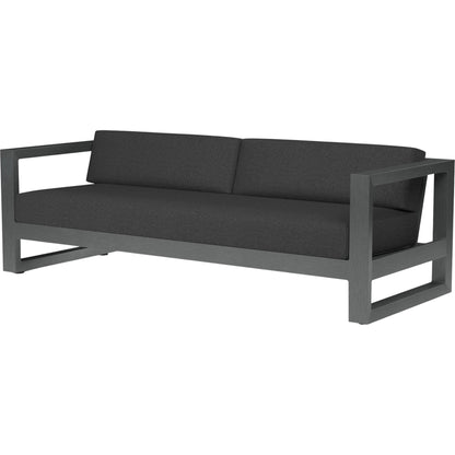 Redondo Outdoor Sofa by Sunset West in grays. Made from aluminum in a modern style.