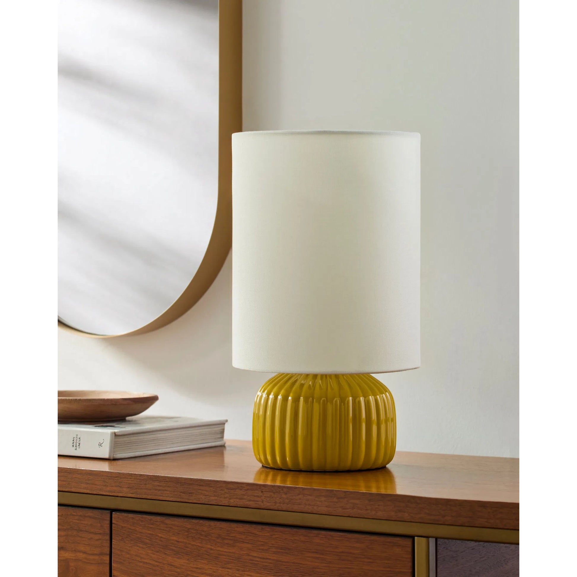 Vadso Accent Linen Shade Table Lamp by Livabliss in glazed. Made from ceramic, linen in a modern style.